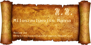 Miloszavlyevits Manna névjegykártya